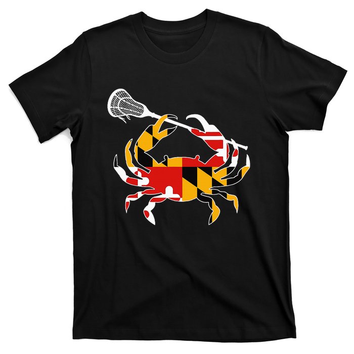 Maryland State Flag Crab Lacrosse Complete Stick T-Shirt