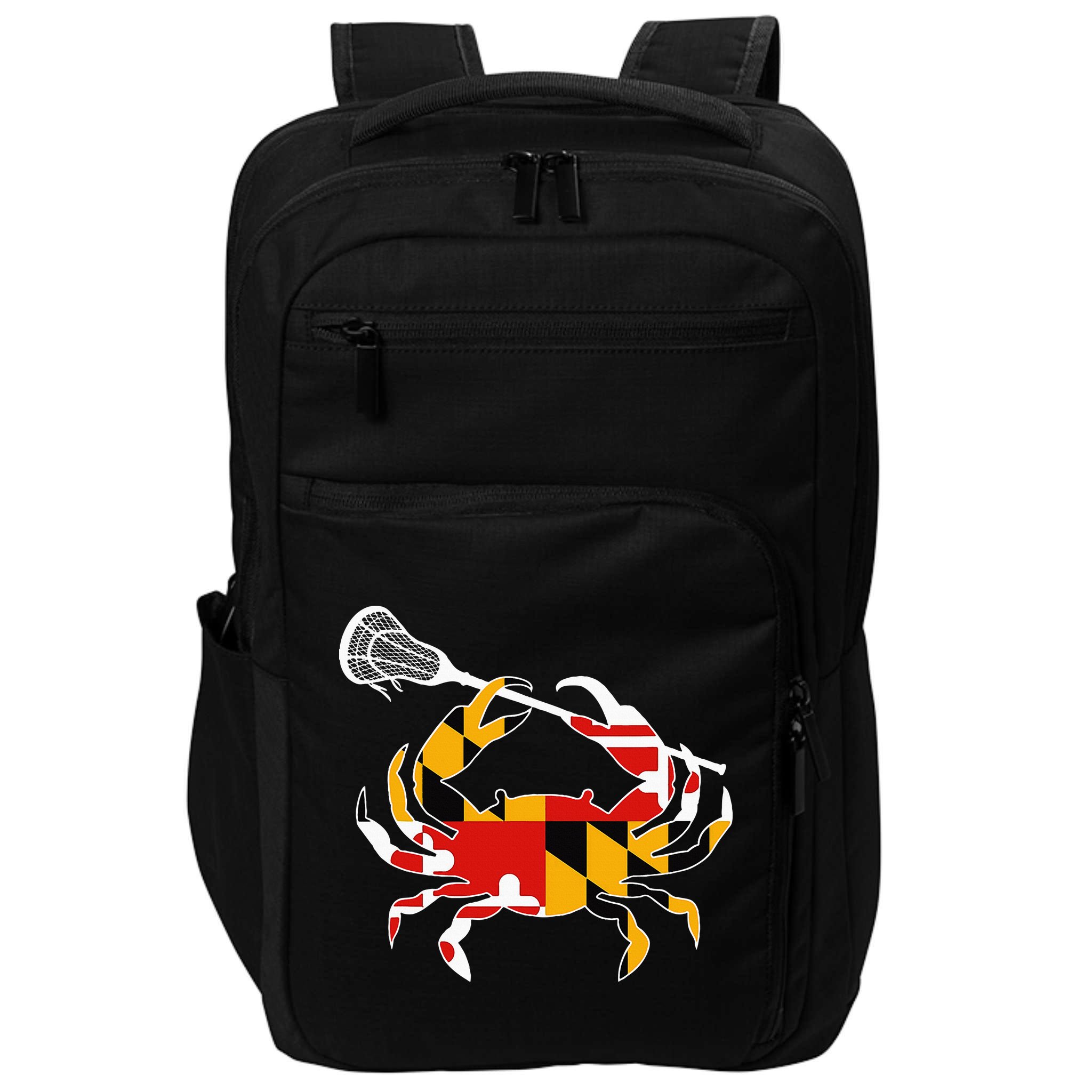 Maryland State Flag Crab Lacrosse Complete Stick Impact Tech Backpack