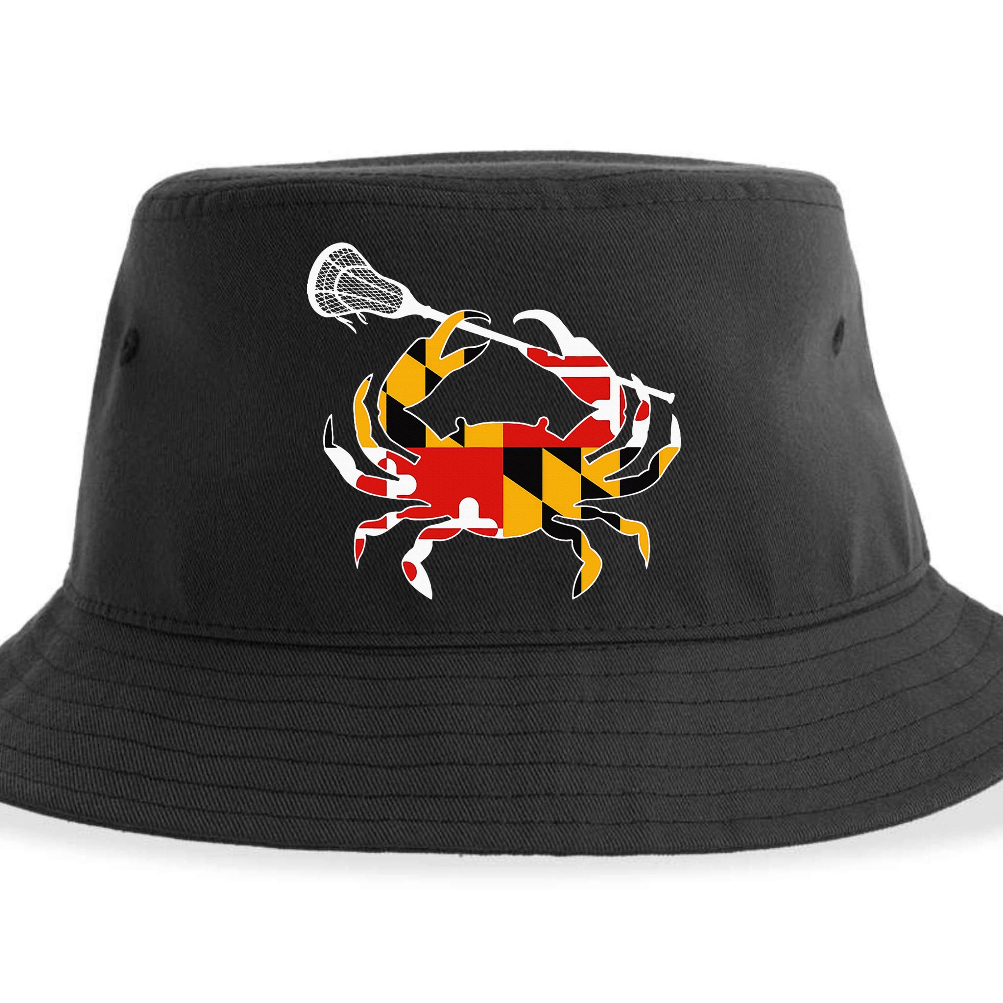 Maryland State Flag Crab Lacrosse Complete Stick Sustainable Bucket Hat