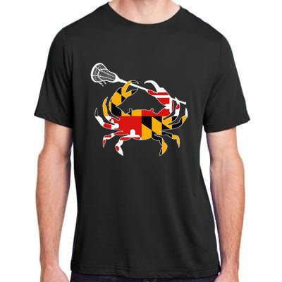 Maryland State Flag Crab Lacrosse Complete Stick Adult ChromaSoft Performance T-Shirt