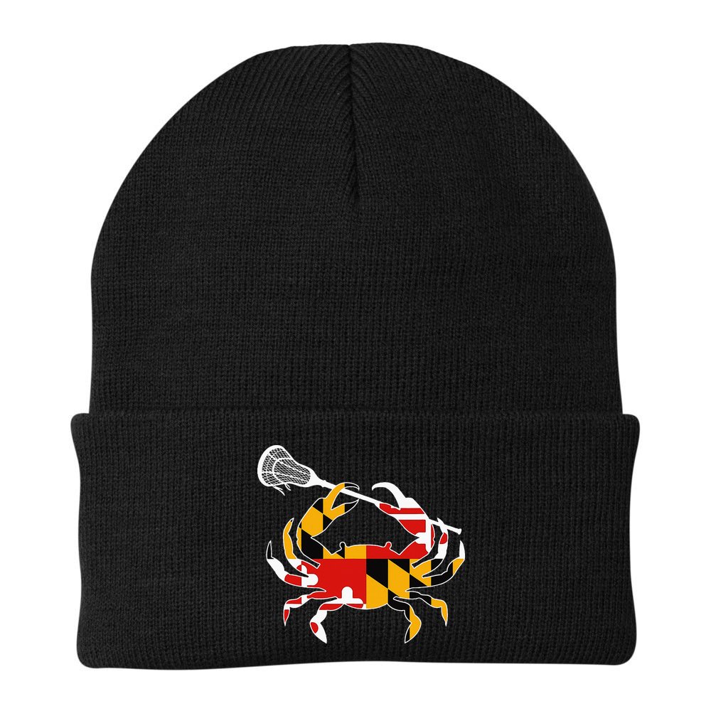 Maryland State Flag Crab Lacrosse Complete Stick Beanie
