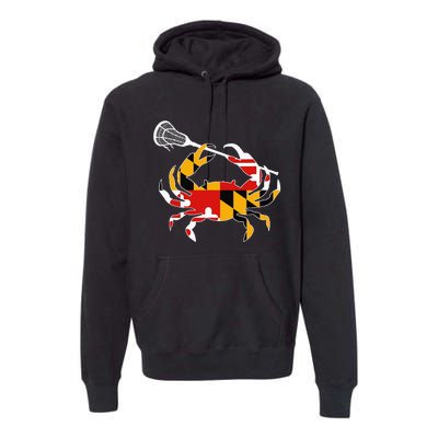 Maryland State Flag Crab Lacrosse Complete Stick Premium Hoodie