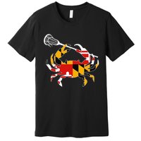 Maryland State Flag Crab Lacrosse Complete Stick Premium T-Shirt