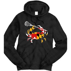 Maryland State Flag Crab Lacrosse Complete Stick Tie Dye Hoodie