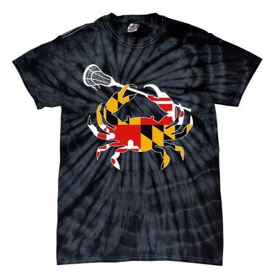 Maryland State Flag Crab Lacrosse Complete Stick Tie-Dye T-Shirt