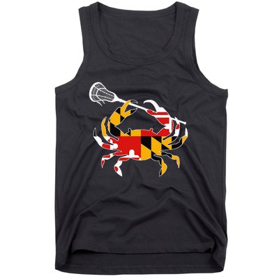 Maryland State Flag Crab Lacrosse Complete Stick Tank Top