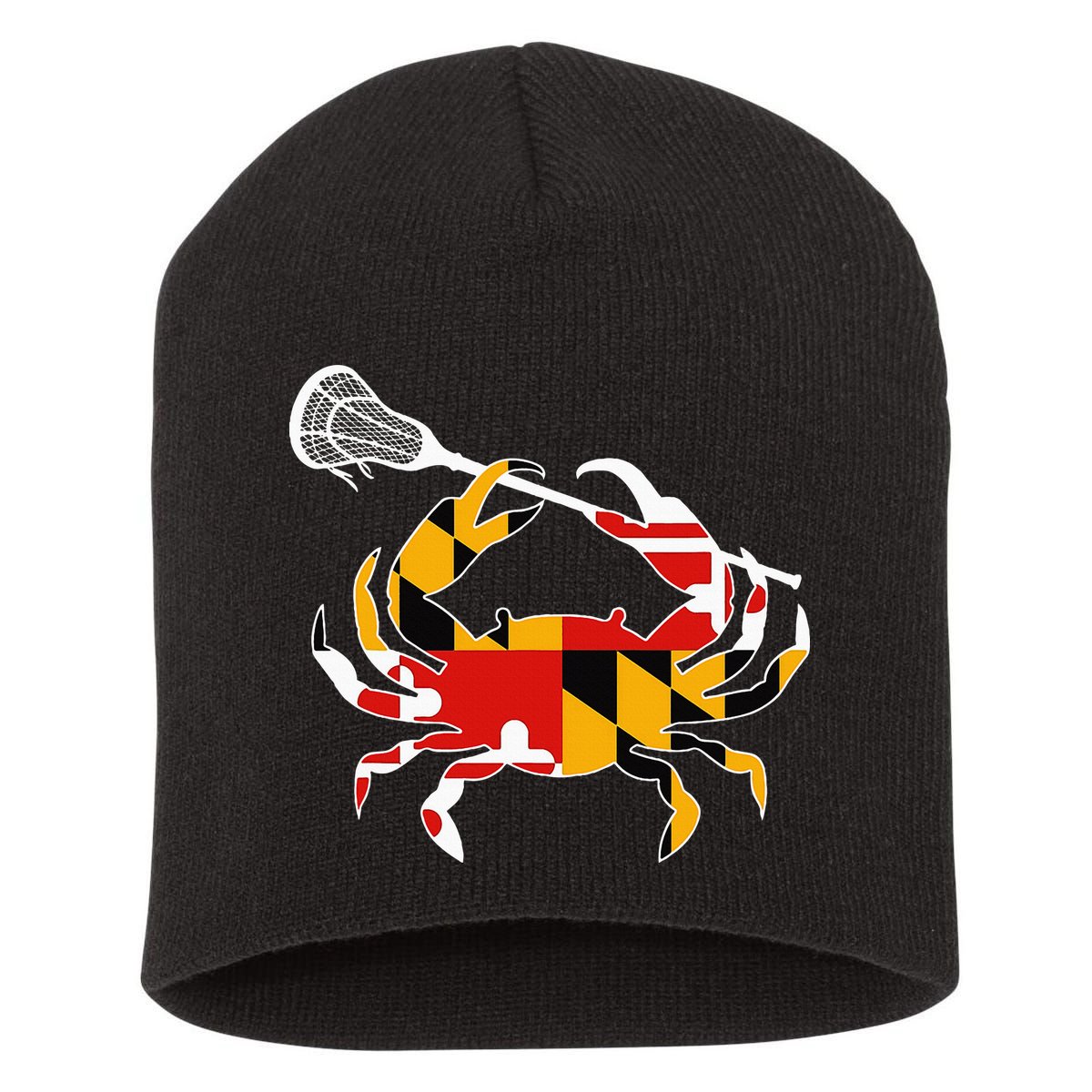 Maryland State Flag Crab Lacrosse Complete Stick Short Acrylic Beanie