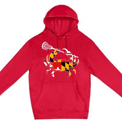 Maryland State Flag Crab Lacrosse Complete Stick Premium Pullover Hoodie