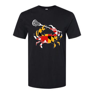 Maryland State Flag Crab Lacrosse Complete Stick Softstyle CVC T-Shirt