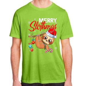 Merry Slothmas Funny Christmas Lights Pajama For Sloth Lover Gift Adult ChromaSoft Performance T-Shirt