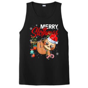 Merry Slothmas Funny Christmas Lights Pajama For Sloth Lover Gift PosiCharge Competitor Tank