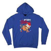 Merry Slothmas Funny Christmas Lights Pajama For Sloth Lover Gift Hoodie