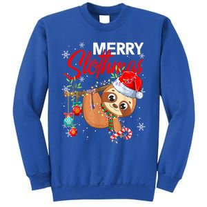 Merry Slothmas Funny Christmas Lights Pajama For Sloth Lover Gift Sweatshirt