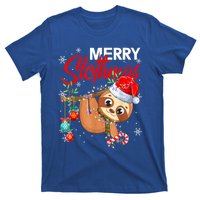 Merry Slothmas Funny Christmas Lights Pajama For Sloth Lover Gift T-Shirt