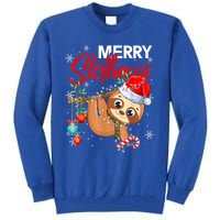 Merry Slothmas Funny Christmas Lights Pajama For Sloth Lover Gift Tall Sweatshirt