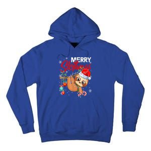 Merry Slothmas Funny Christmas Lights Pajama For Sloth Lover Gift Tall Hoodie