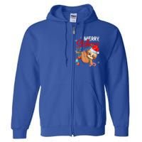 Merry Slothmas Funny Christmas Lights Pajama For Sloth Lover Gift Full Zip Hoodie