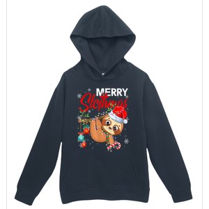 Merry Slothmas Funny Christmas Lights Pajama For Sloth Lover Gift Urban Pullover Hoodie