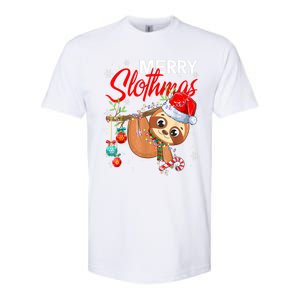 Merry Slothmas Funny Christmas Lights Pajama For Sloth Lover Gift Softstyle CVC T-Shirt