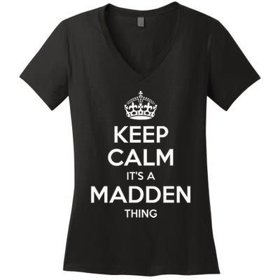 Madden Surname Funny Family Tree Birthday Reunion Gift Idea Women's V-Neck T-Shirt