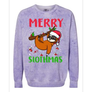 Merry Slothmas Funny Gift Colorblast Crewneck Sweatshirt