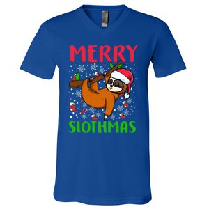 Merry Slothmas Funny Gift V-Neck T-Shirt