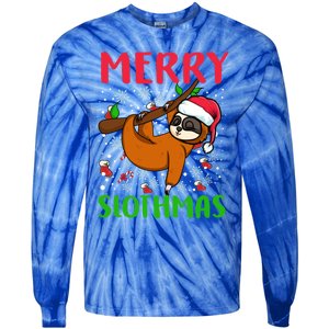 Merry Slothmas Funny Gift Tie-Dye Long Sleeve Shirt