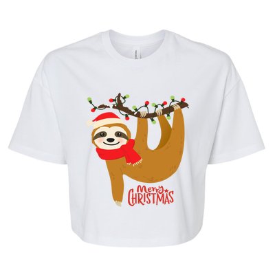 Merry Slothmas Funny Christmas Pajama For Sloth Lovers Gift Bella+Canvas Jersey Crop Tee