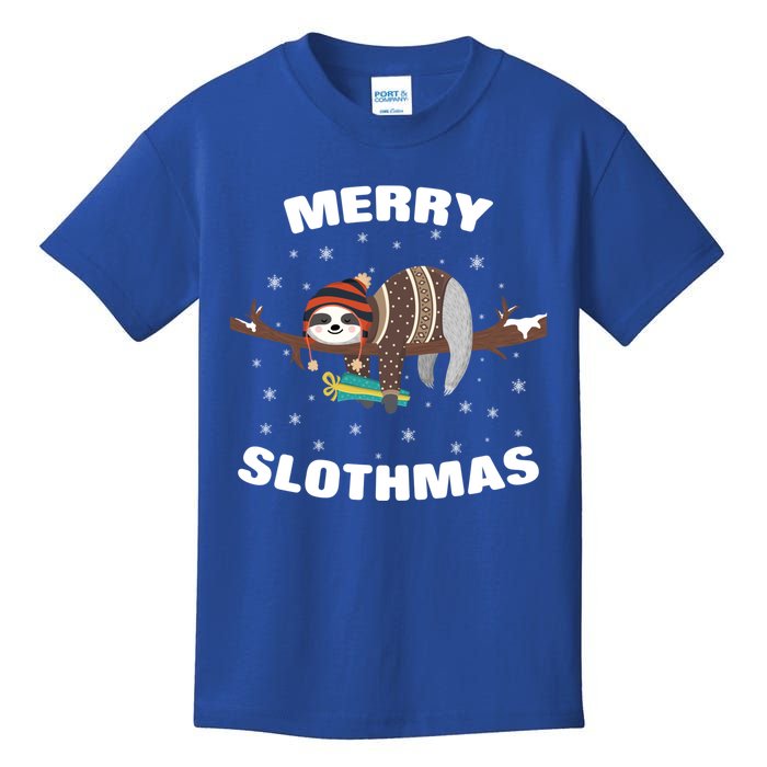 Merry Slothmas Funny Gift Sloth Lovers Christmas Cool Gift Kids T-Shirt