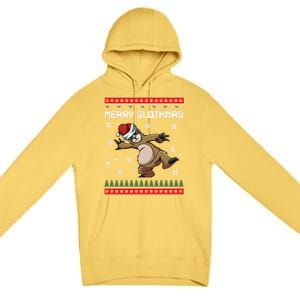 Merry Slothmas Funny Sloth Animal Christmas Lover Quotes Gift Premium Pullover Hoodie