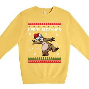 Merry Slothmas Funny Sloth Animal Christmas Lover Quotes Gift Premium Crewneck Sweatshirt