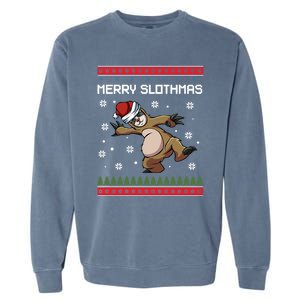 Merry Slothmas Funny Sloth Animal Christmas Lover Quotes Gift Garment-Dyed Sweatshirt