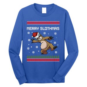 Merry Slothmas Funny Sloth Animal Christmas Lover Quotes Gift Long Sleeve Shirt