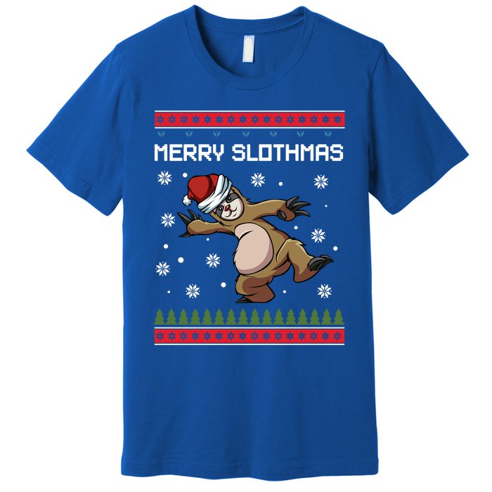 Merry Slothmas Funny Sloth Animal Christmas Lover Quotes Gift Premium T-Shirt