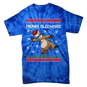 Merry Slothmas Funny Sloth Animal Christmas Lover Quotes Gift Tie-Dye T-Shirt