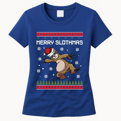 Merry Slothmas Funny Sloth Animal Christmas Lover Quotes Gift Womens T-Shirt