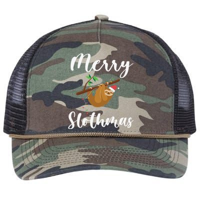 Merry Slothmas Funny Sloth Xmas Funny Gift Retro Rope Trucker Hat Cap