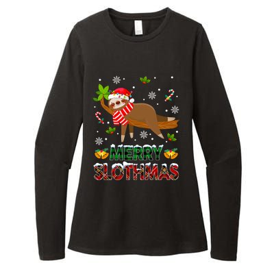 Merry Slothmas Funny Sloth Christmas Sleepy Sloth Napping Gift Womens CVC Long Sleeve Shirt