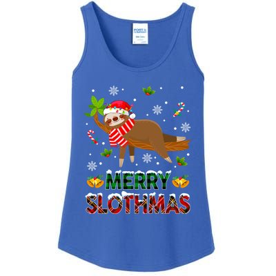 Merry Slothmas Funny Sloth Christmas Sleepy Sloth Napping Gift Ladies Essential Tank