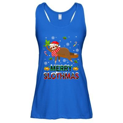 Merry Slothmas Funny Sloth Christmas Sleepy Sloth Napping Gift Ladies Essential Flowy Tank