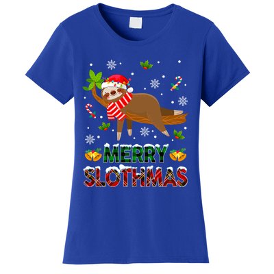 Merry Slothmas Funny Sloth Christmas Sleepy Sloth Napping Gift Women's T-Shirt