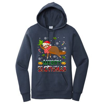 Merry Slothmas Funny Sloth Christmas Sleepy Sloth Napping Gift Women's Pullover Hoodie