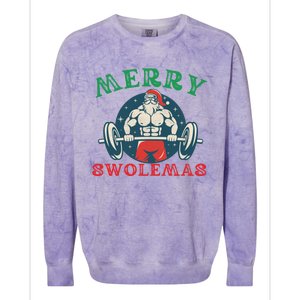 Merry Swolemas Funny Bodybuilding Santa Christmas Lift Gym Gift Colorblast Crewneck Sweatshirt