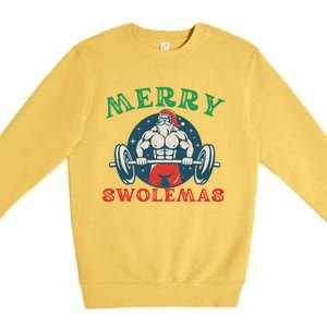 Merry Swolemas Funny Bodybuilding Santa Christmas Lift Gym Gift Premium Crewneck Sweatshirt