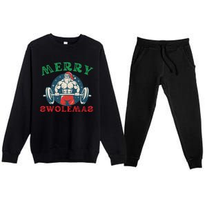 Merry Swolemas Funny Bodybuilding Santa Christmas Lift Gym Gift Premium Crewneck Sweatsuit Set