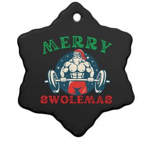 Merry Swolemas Funny Bodybuilding Santa Christmas Lift Gym Gift Ceramic Star Ornament