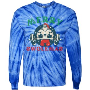 Merry Swolemas Funny Bodybuilding Santa Christmas Lift Gym Gift Tie-Dye Long Sleeve Shirt