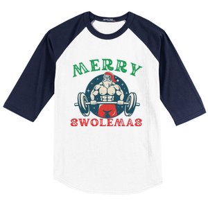 Merry Swolemas Funny Bodybuilding Santa Christmas Lift Gym Gift Baseball Sleeve Shirt