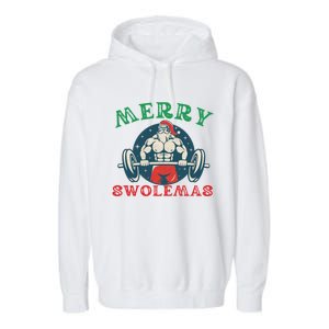 Merry Swolemas Funny Bodybuilding Santa Christmas Lift Gym Gift Garment-Dyed Fleece Hoodie