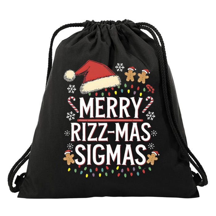 Merry Sigmas Funny Gen Alpha Xmas Santa Christmas Drawstring Bag